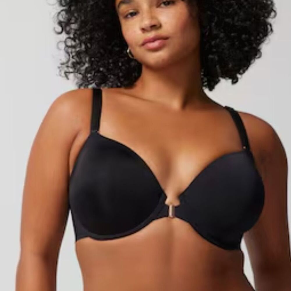 Soma Black Front-Close Smooth T-Shirt Bra